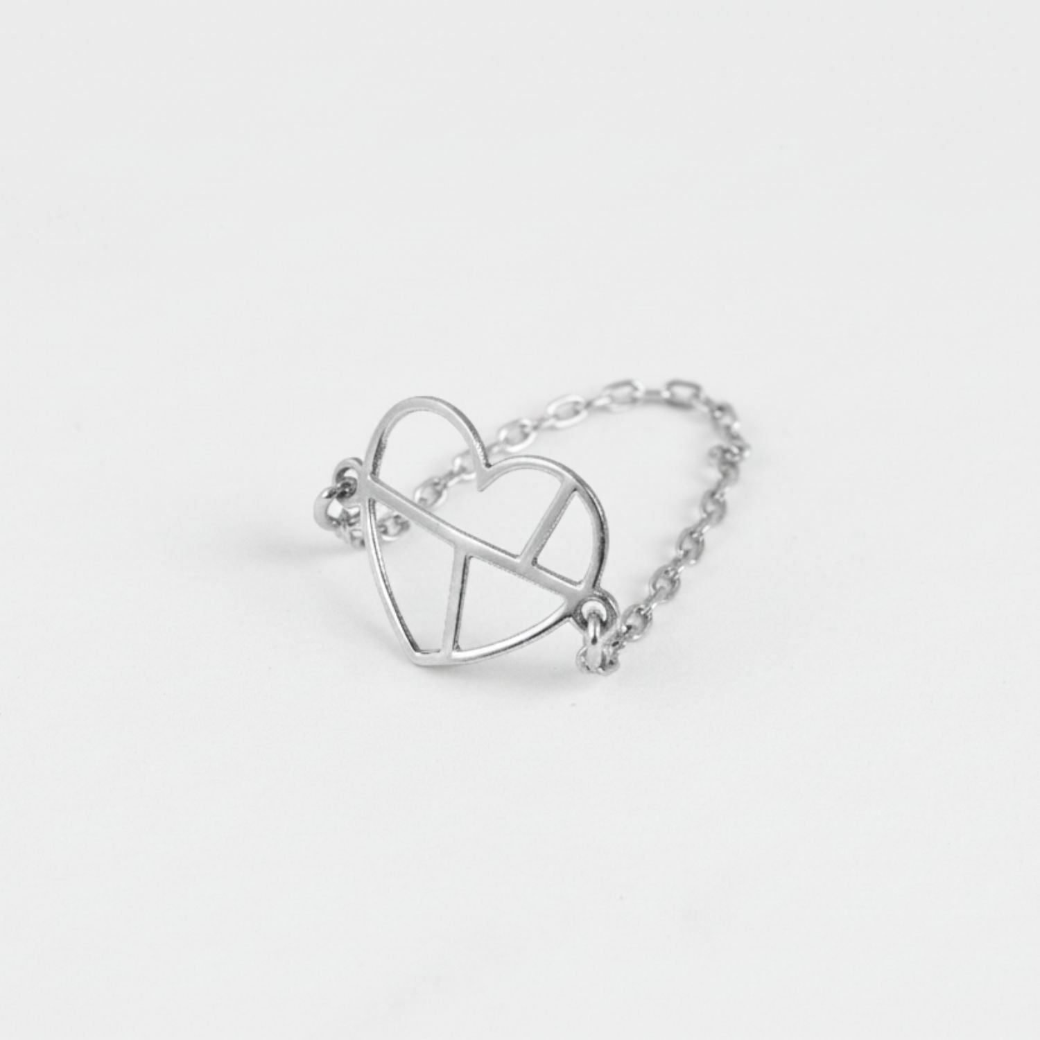 Heart Map Chain Ring